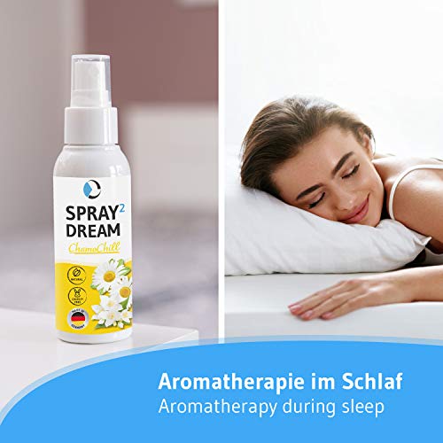 SPRAY2DREAM Chamochill Spray para conciliar el sueño | Spray para dormir con manzanilla romana y jazmín | Aromaterapia para relajarse por la noche | Pulverizador para la almohada - 100ml