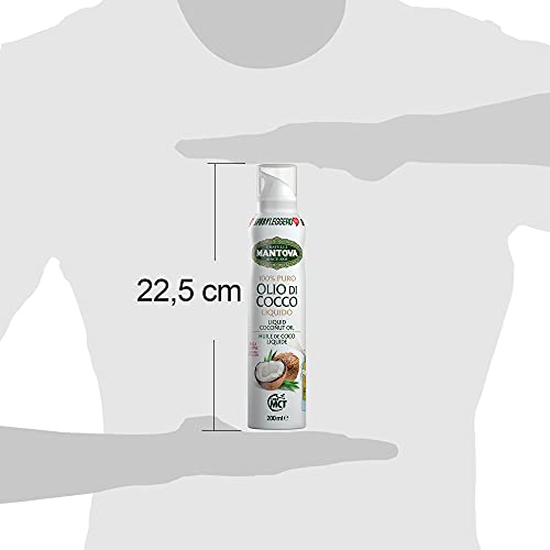 SPRAYLEGGERO Aceite de Coco en Spray para Cocinar, Uso Corporal para una Hidratación Profunda, Mascarillas Pelo, Masajes – 200 ml