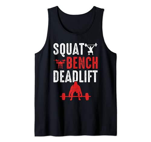 Squat Bench Deadlift Gym Workout Powerlifting Camiseta sin Mangas