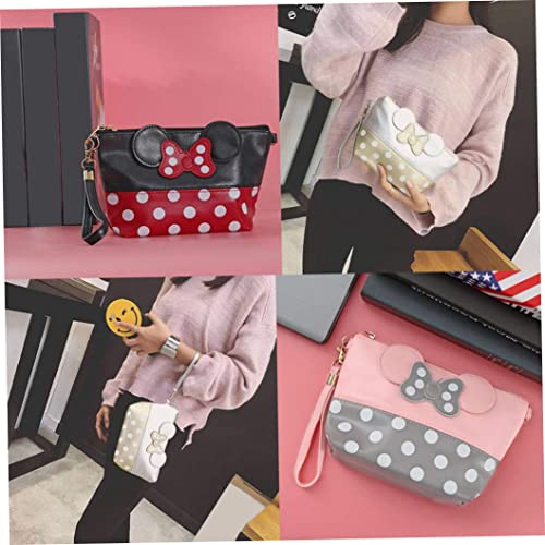 Sraeriot Dots Bolsa de Maquillaje de Cuero Historieta Arco Caja de cosmética Multifunción Multifunción Maquillaje Bolso de Maquillaje con Cremallera Bolsa de Aseo portátil para Mujeres Niño