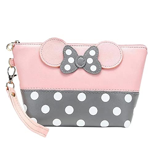 Sraeriot Dots Bolsa de Maquillaje de Cuero Historieta Arco Caja de cosmética Multifunción Multifunción Maquillaje Bolso de Maquillaje con Cremallera Bolsa de Aseo portátil para Mujeres Niño