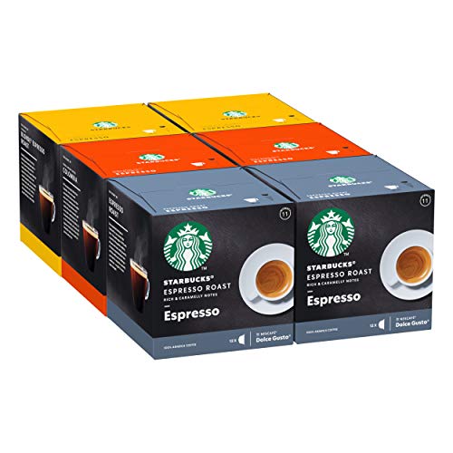 STARBUCKS Black Cup Paquete Variado De Nescafe Dolce Gusto Cápsulas De Café 6 X Caja De 12 Unidades