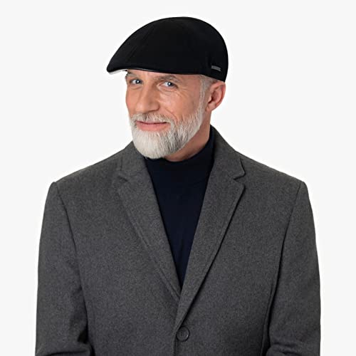 Stetson Gorra Muskegon Gatsby - Gorra de Hombre con Visera - Gorra de Punto con Visera de Cuero - Gorra Plana de otoño/Invierno Negro XL (60-61 cm)