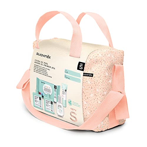 SUAVINEX Bolso de Cosmética Suavinex Gel-Champú Syndet 300Ml + Loción Hidratante 300ML + Pomada Intensiva de Pañal 75Ml + Nueva Baby Cologne 100Ml + Toallitas Dermohidratantes 72Ud, 5 Productos, Rosa