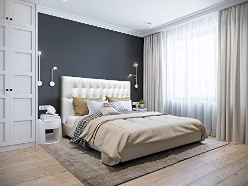 SUENOSZZZ-ESPECIALISTAS DEL DESCANSO Cabeceros Cama 180 Copenhague cabecero Blanco Cama 180 Cabezal Madera tapizado capitoné Piel Sintetica