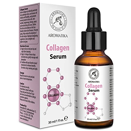 Suero de Colágeno para Cuidado del Rostro y del Cuerpo 30ml en Frasco de Vidrio con Colágeno Puro para Todo Tipo de Piel - Suero Antienvejecimiento - Suero Reforzante con Colágeno