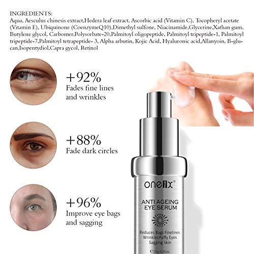 Suero de ojos antienvejecimiento / Crema de ojos para arrugas y líneas finas, Crema de reparación de ojos para bolsas de ojos con hinchazón de ojeras, Crema de ojos hidratante natural 15 ml