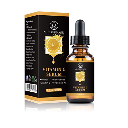 Suero de vitamina C natural con retinol al 2.5%, nueva fórmula de tratamiento para la piel, reductor orgánico antiarrugas, humectante, ojeras, cicatrices,cuidado orgánico de la piel para rostro y ojos