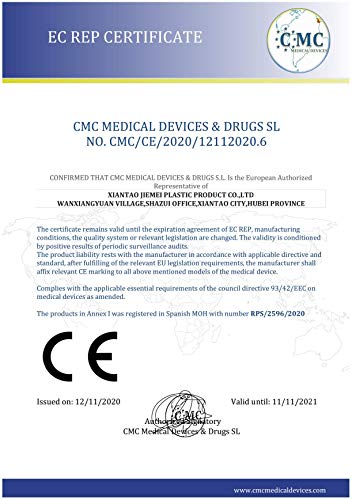 SUMGER Mascarilla Quirúrgica Desechable Homologada, 50 Unidades, CE BFE ≥98%, EN 14683:2019+AC:2019 Type II