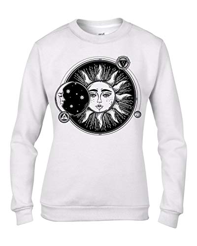 Sun and Moon Eclipse Tattoo Hipster - Sudadera para mujer, Blanco, S