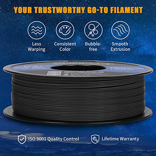 SUNLU PLA Plus Filamento 3D 1,75 mm para impresora 3D y bolígrafos 3D, 1 KG (2,2 LBS) PLA+ Tolerancia de filamento Precisión +/- 0,02 mm, Negro