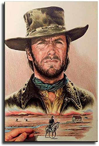 Sunsightly Clint Eastwood Lienzo Arte Cartel Y Arte De Pared Impresión De Imagen Decoración De La Habitación Imágenes De Baño Vintage Estéticas para Paredes Ilustraciones Sin Marco