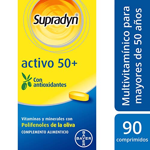 Supradyn Activo 50+ Multivitaminas para Mayores de 50 con Vitaminas, Minerales y Antioxidantes, una Ayuda para Proteger las Células del Daño Oxidativo y Recargar la Vitalidad, 90 Comprimidos