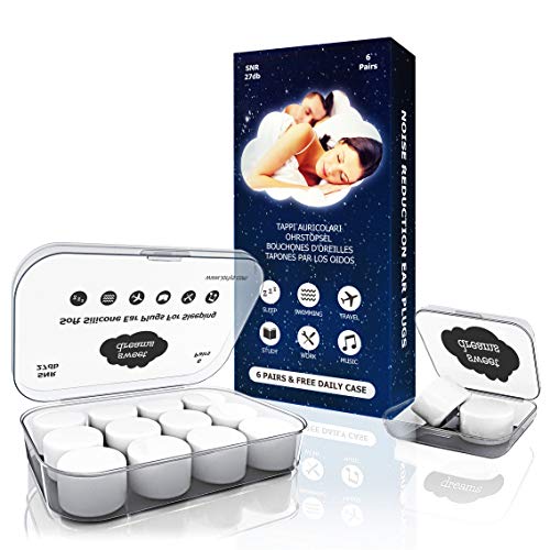 Sweet Dreams 6 Pares Tapones Oidos Dormir Ear Plugs Tapones Oidos Ruido Anti Ronquidos En Silicona Protección Auditiva 27db Con Estuche De Viaje Gratis Apnea Sueño Protector Oidos Ruido Musica