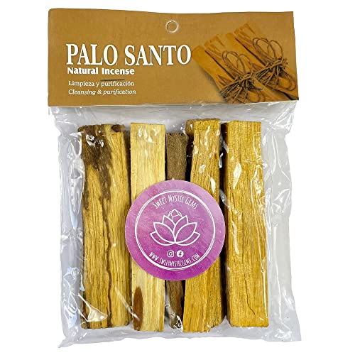 SWEET MYSTIC GEMS - Palo Santo Incienso Natural para Quemar - 80 gr - Origen Perú - Madera 100% Natural de recolección sostenible - Recolectado sólo de Madera caída (1)