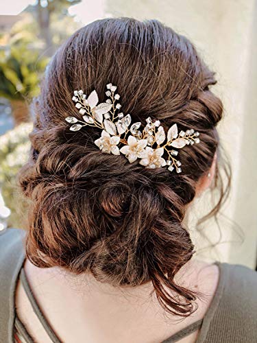 SWEETV Peine de pelo de boda clip nupcial cristal accesorios para el cabello para novias y dama de honor