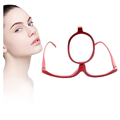 SWGN 2 pc Gafas Maquillaje Ojos, Gafas de Maquillaje de Aumento, Gafas de Lectura Cosméticas para Mujer Gafas Abatibles Plegables (Rojo)