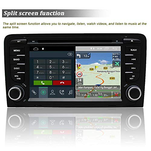 SWTNVIN Unidad de Audio estéreo para Coche Android 10 Compatible con Audi A3 S3 RS3 Sportback Reproductor de DVD Radio de 7 Pulgadas Pantalla táctil HD navegación GPS con DSP Bluetooth WiFi 2GB+16GB