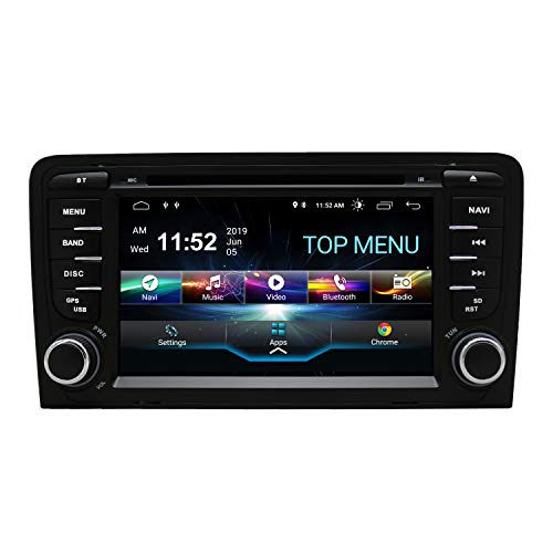 SWTNVIN Unidad de Audio estéreo para Coche Android 10 Compatible con Audi A3 S3 RS3 Sportback Reproductor de DVD Radio de 7 Pulgadas Pantalla táctil HD navegación GPS con DSP Bluetooth WiFi 2GB+16GB