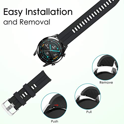 Syxinn Compatible con 22mm Correa de Reloj Huawei Watch GT 2 46mm/Huawei GT Sport/Active/Elegant/Classic Banda Silicona Deportiva Pulsera para Galaxy Watch 46mm/Gear S3 Frontier/Classic