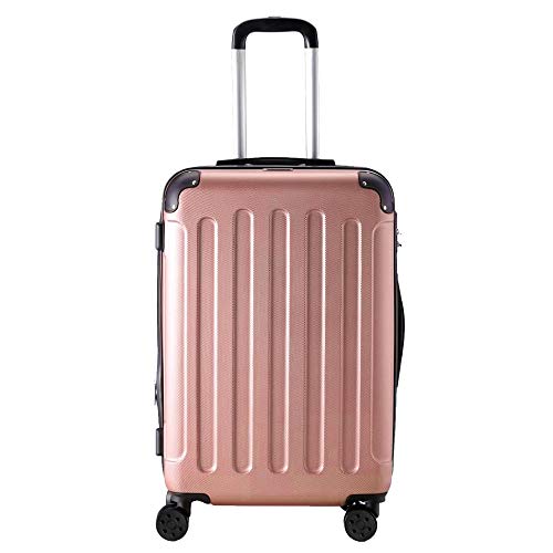 T-LoVendo TLVMA-ROSE GOLD Maleta Pequeña de Cabina Equipaje de Mano Trolley 4 Ruedas Viaje Semirígida Color Oro Rosa