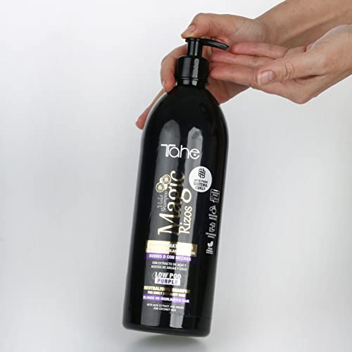 Tahe Magic Rizos Champú Violet Hidratante Matizador Low Poo Purple, para Cabellos Rubios o con Mechas (1000 ml)