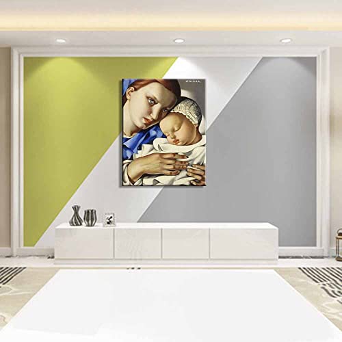 Tamara De Lempicka 《Madre e hijo》 Cuadros Decoracion Salon Modernos Baratos Lienzos Decorativos Cuadros Para Dormitorios Modernos Decoración (55x83cm (22x33inch), sin marco)