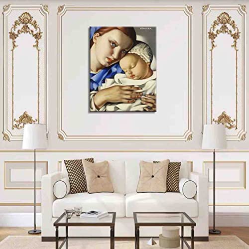 Tamara De Lempicka 《Madre e hijo》 Cuadros Decoracion Salon Modernos Baratos Lienzos Decorativos Cuadros Para Dormitorios Modernos Decoración (55x83cm (22x33inch), sin marco)