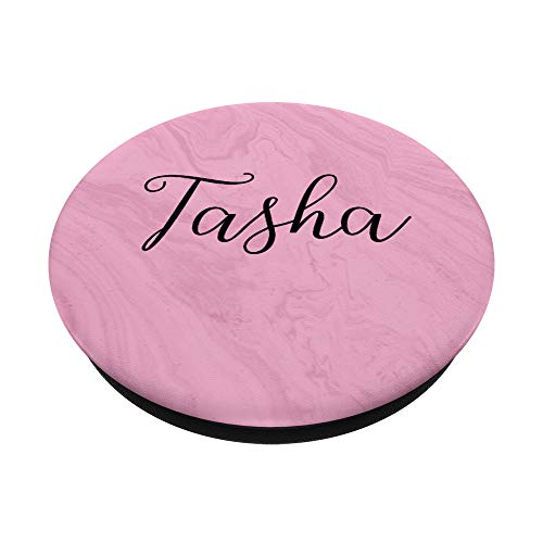 Tasha Nombre Personalizado Rosa Chica Linda Mujeres Personalizadas Negro PopSockets PopGrip Intercambiable