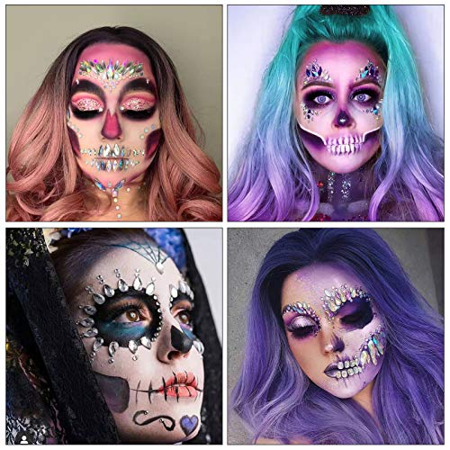 Tatuaje Cristal Temporal Carnaval KATOOM 9pcs Joyas Pegatinas Faciales Gemas,Cara Diamantes de Imitación,Hada de las flores para Fiestas, Maquillaje Cosplay Juego de Roles Disney Mujeres