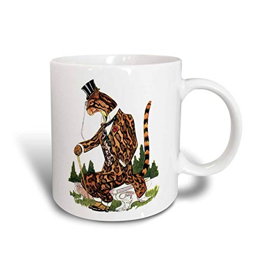 Taza de cerámica de dibujos animados Gentleman Ocelot, blanco