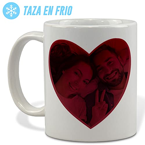 Taza mágica. Taza mágica Personalizada. Taza con Foto. Regalo Original. Corazón Rojo