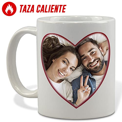 Taza mágica. Taza mágica Personalizada. Taza con Foto. Regalo Original. Corazón Rojo