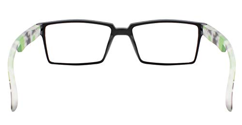 TBOC Gafas de Lectura Presbicia Vista Cansada – Graduadas +2.50 Dioptrías Montura Negra Patillas Camuflaje Verde de Diseño Moda para Hombre Mujer Unisex Lentes de Aumento para Leer Ver de Cerca