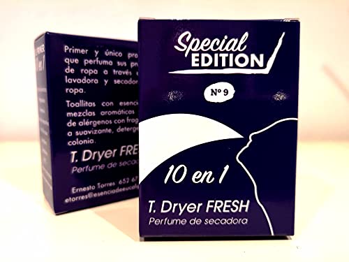 T.Dryer Fresh Perfume de Secadora, 10 Paquetes de 10 Unidades, 100 toallitas.