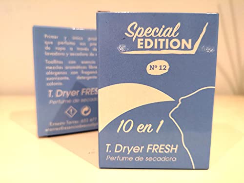 T.Dryer Fresh Perfume de Secadora, 10 Paquetes de 10 Unidades, 100 toallitas.