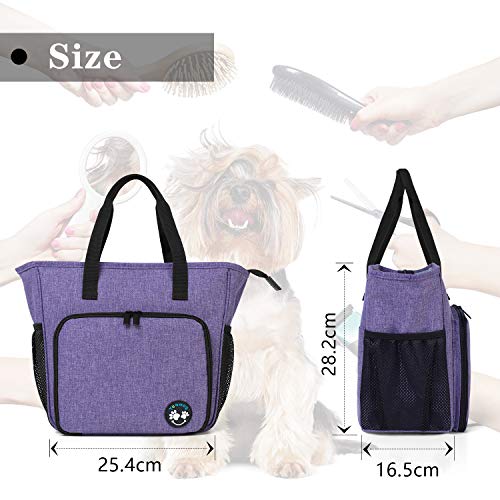 Teamoy Bolsa de Transporte para Suministros de Aseo para Perros, Bolsa de Aseo para Perro para peines, champús y Otros Productos de Aseo para Mascotas, Púrpura