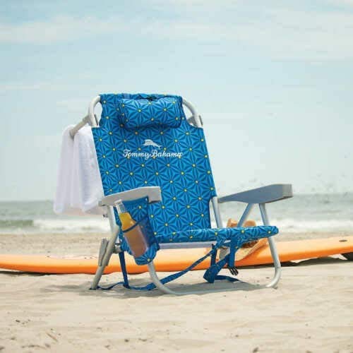 TECNOLIFE Tommy Bahamas 2000998 - Silla de Playa Plegable con Asas, diseño de Mosaico Azul