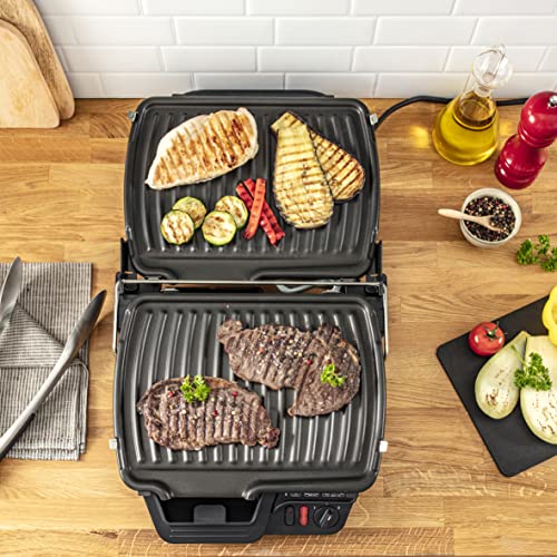 Tefal Ultracompact GC3050 - Grill Barbacoa 2000 W, 3 modos de cocción con termostato regulable, bandejas extraíbles y desmontables para limpieza fácil, función sandwichera, grill o barbacoa