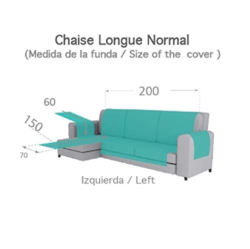 Textilhome - Funda Cubre Sofá Chaise Longue Adele, Protector para Sofás Acolchado Brazo Izquierdo. Tamaño -200cm. (Visto DE Frente)