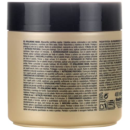 Thader Th Pharma Hyaluronic Gold Mascarilla Capilar Nutritiva 4 en 1, Cabellos Teñidos o con Mechas, 400 ml