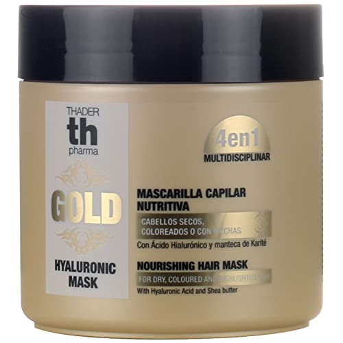 Thader Th Pharma Hyaluronic Gold Mascarilla Capilar Nutritiva 4 en 1, Cabellos Teñidos o con Mechas, 400 ml