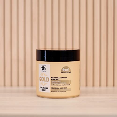 Thader Th Pharma Hyaluronic Gold Mascarilla Capilar Nutritiva 4 en 1, Cabellos Teñidos o con Mechas, 400 ml