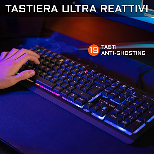 THE G-LAB Combo Iridium - Teclado y ratón para Gaming - USB Italina Anti-Ghosting + Ratón de Gaming LED 3200 dpi - Compatible con PC/PS4/PS5/Xbox One/Xbox Series X - Nuevo 2021