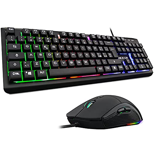 THE G-LAB Combo Iridium - Teclado y ratón para Gaming - USB Italina Anti-Ghosting + Ratón de Gaming LED 3200 dpi - Compatible con PC/PS4/PS5/Xbox One/Xbox Series X - Nuevo 2021