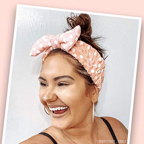 The Vintage Cosmetic Company, Dolly Make-up Retro Headband Hold Back Hair Pink Polka Dot and Bow Design