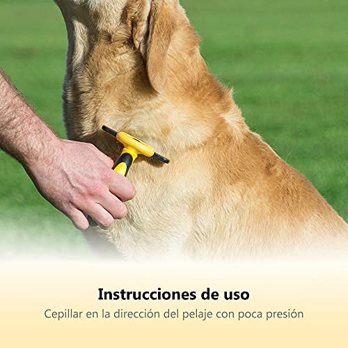 Thunderpaws Peine Profesional para Mascotas, Herramienta de Cuidado para Perros, D-Shedz para Razas de Perros, Gatos con Pelo Corto o Largo, Pequeño, Mediano y Grande (Amarillo)