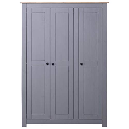 Tidyard Armario 3 Puertas Madera Pino Panamá Range Gris con 3 Puertas 118x50x171,5cm