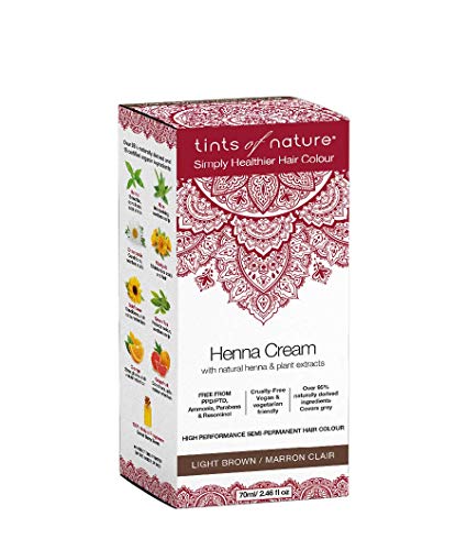 Tints of Nature, Tinte semipermanente de cabello en crema con henna - Marrón claro, 95% natural, vegano y libre de crueldad animal, 1 paquete