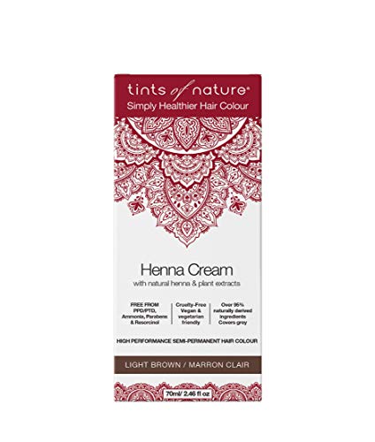 Tints of Nature, Tinte semipermanente de cabello en crema con henna - Marrón claro, 95% natural, vegano y libre de crueldad animal, 1 paquete